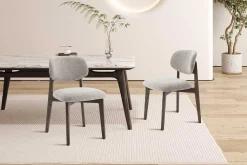 Esszimmerstuhl Carmen - 48x59x83,5cm - Räuchereiche/beiger Stoff