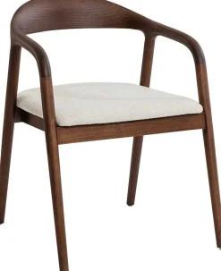 Esszimmerstuhl Claire - 57x66x74cm - beige Stoff/Walnuss