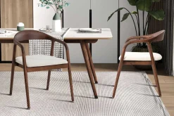 Esszimmerstuhl Claire - 57x66x74cm - beige Stoff/Walnuss