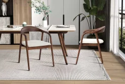 Esszimmerstuhl Claire - 57x66x74cm - beige Stoff/Walnuss