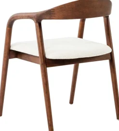 Esszimmerstuhl Claire - 57x66x74cm - beige Stoff/Walnuss