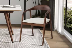 Esszimmerstuhl Claire - 57x66x74cm - beige Stoff/Walnuss