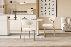 Esszimmerstuhl Coco - 53x52x78cm - Metall/beiger Stoff