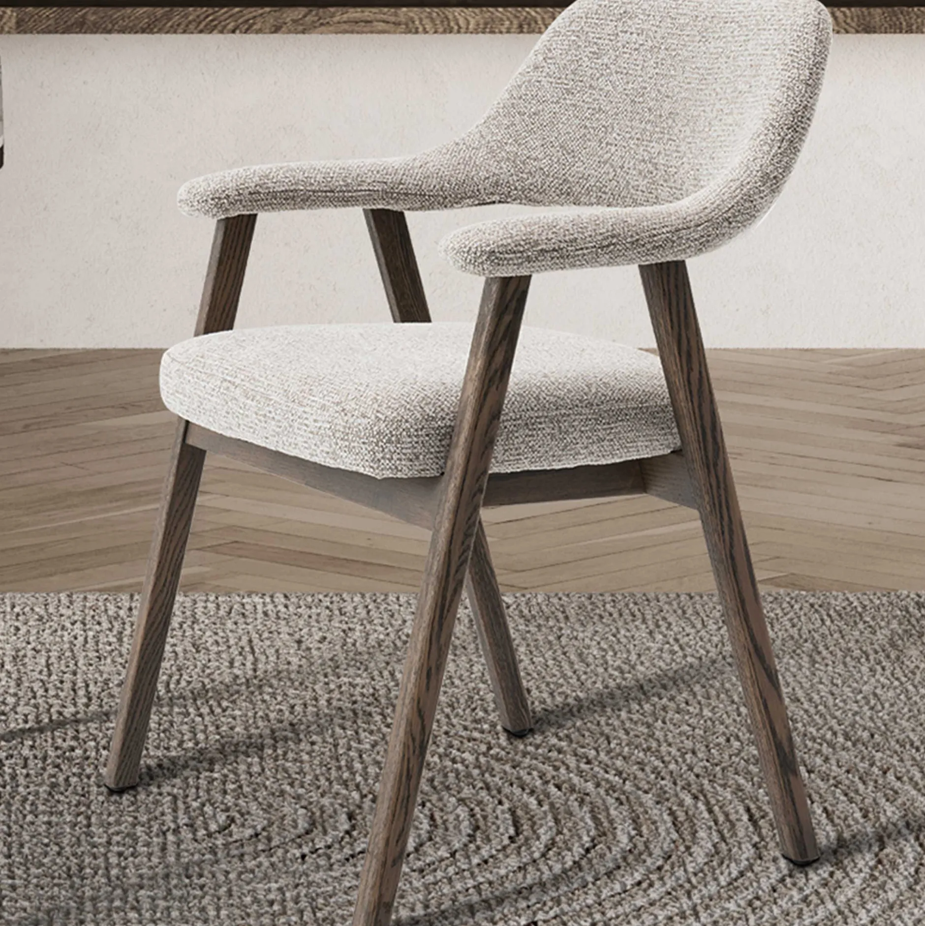 Esszimmerstuhl Coralie - 64x59.5x83cm - Eiche rauch/beige Stoff