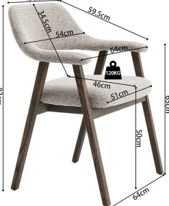 Esszimmerstuhl Coralie - 64x59.5x83cm - Eiche rauch/beige Stoff