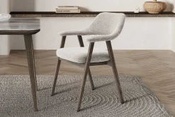 Esszimmerstuhl Coralie - 64x59.5x83cm - Eiche rauch/beige Stoff