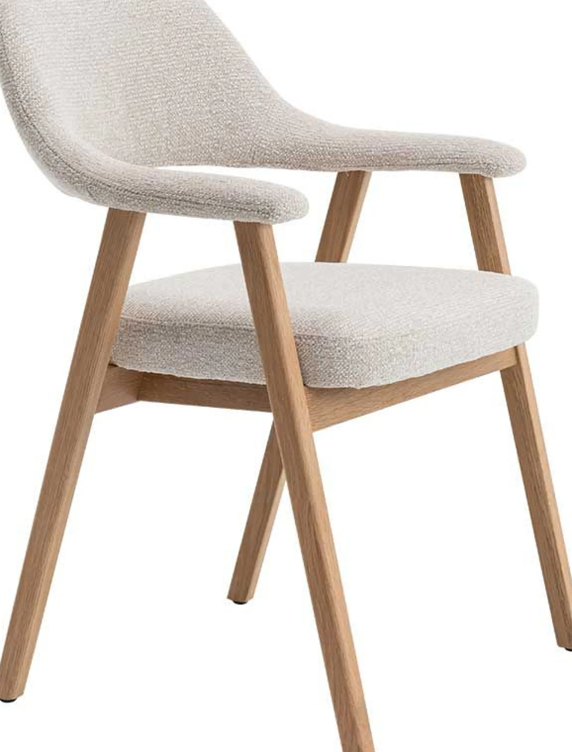 Esszimmerstuhl Coralie - 64x59.5x83cm - Eiche massiv/beige Stoff