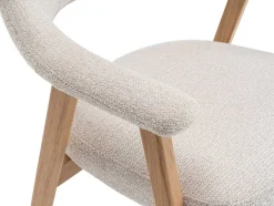 Esszimmerstuhl Coralie - 64x59.5x83cm - Eiche massiv/beige Stoff