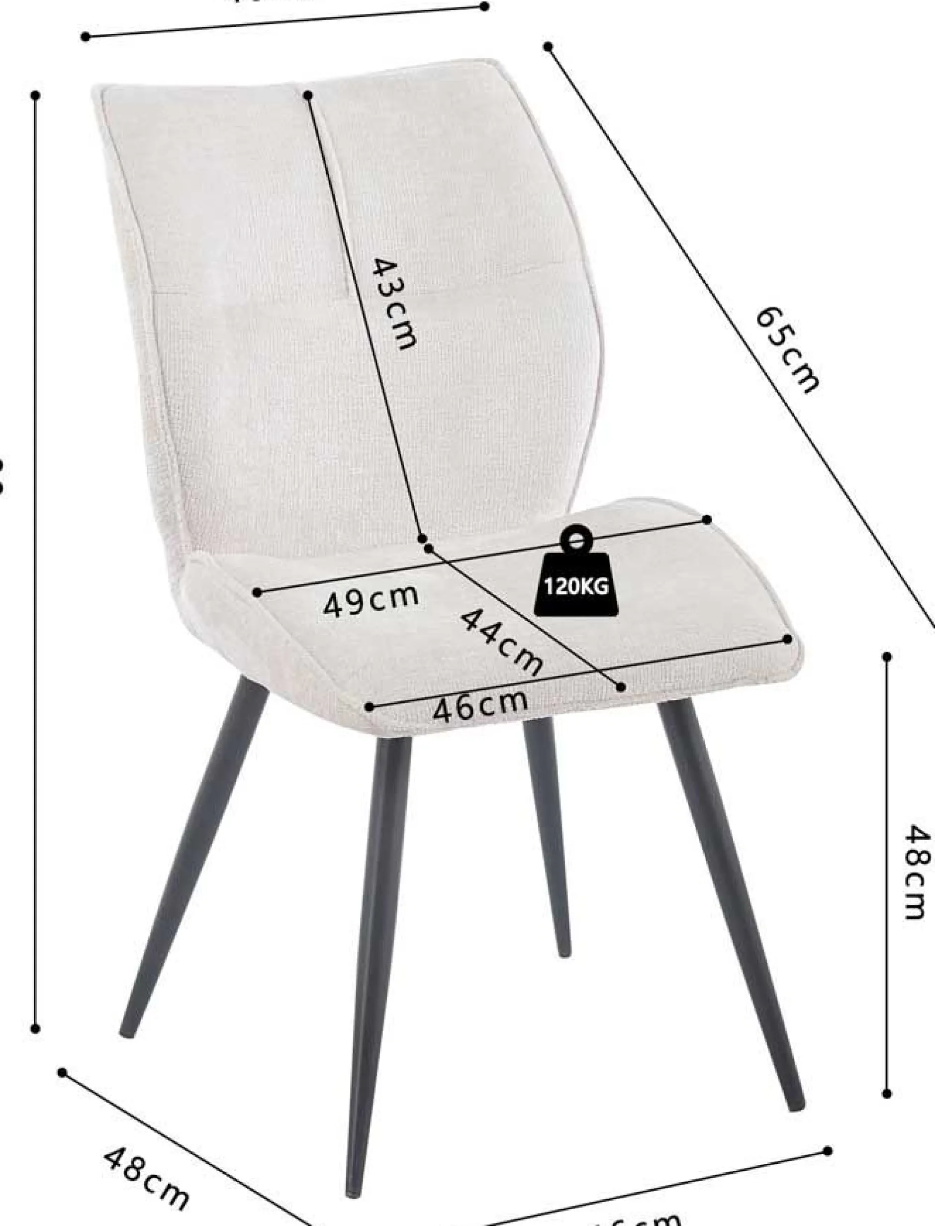 Esszimmerstuhl Faye - 49x65x89cm - ecru