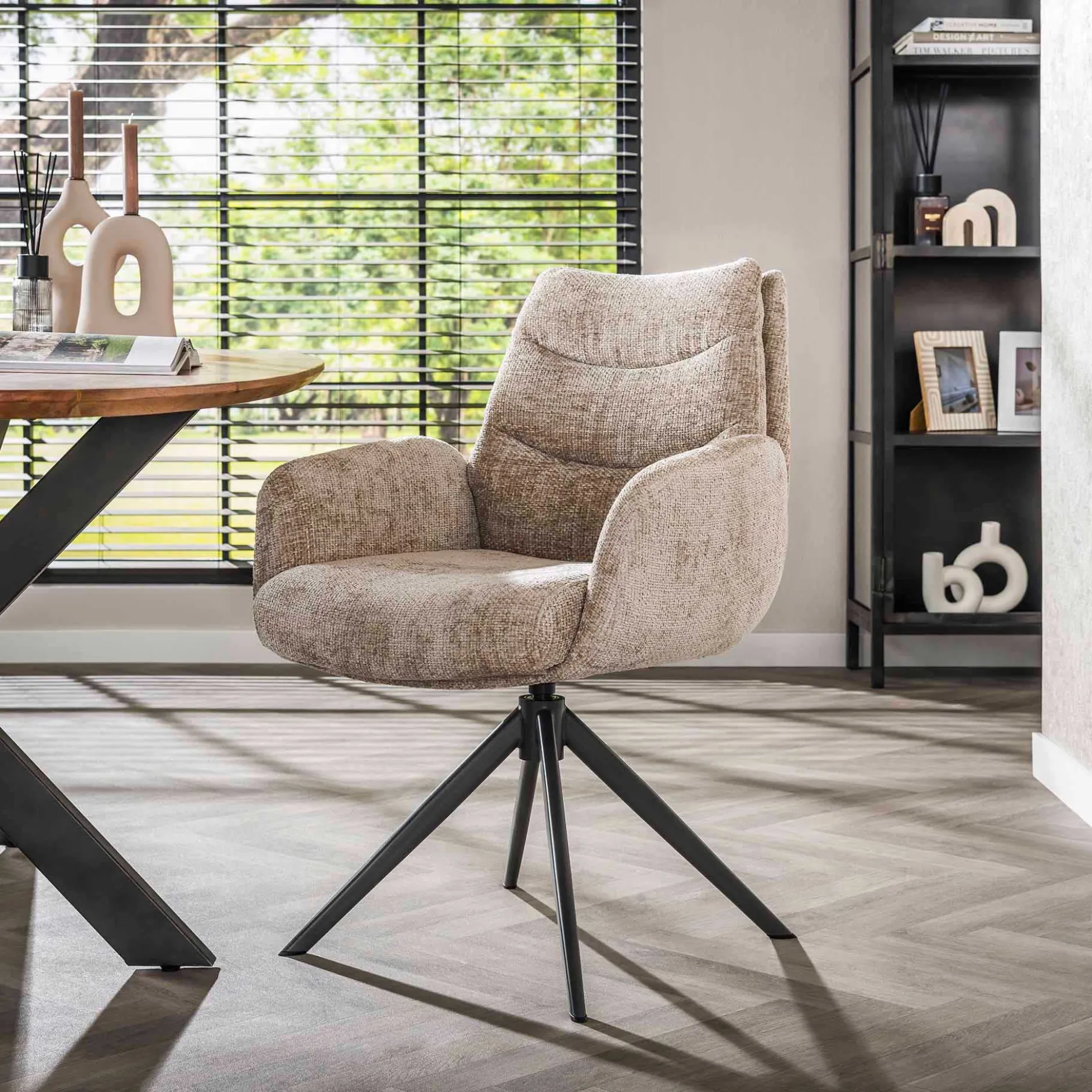 Esszimmerstuhl Lungo - 66x67x90cm - drehbar - sand