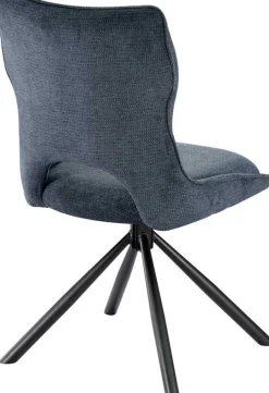 Esszimmerstuhl Morris - 48x59.5x90cm - drehbar - blauer Stoff