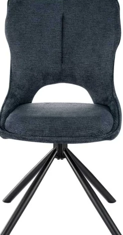 Esszimmerstuhl Morris - 48x59.5x90cm - drehbar - blauer Stoff