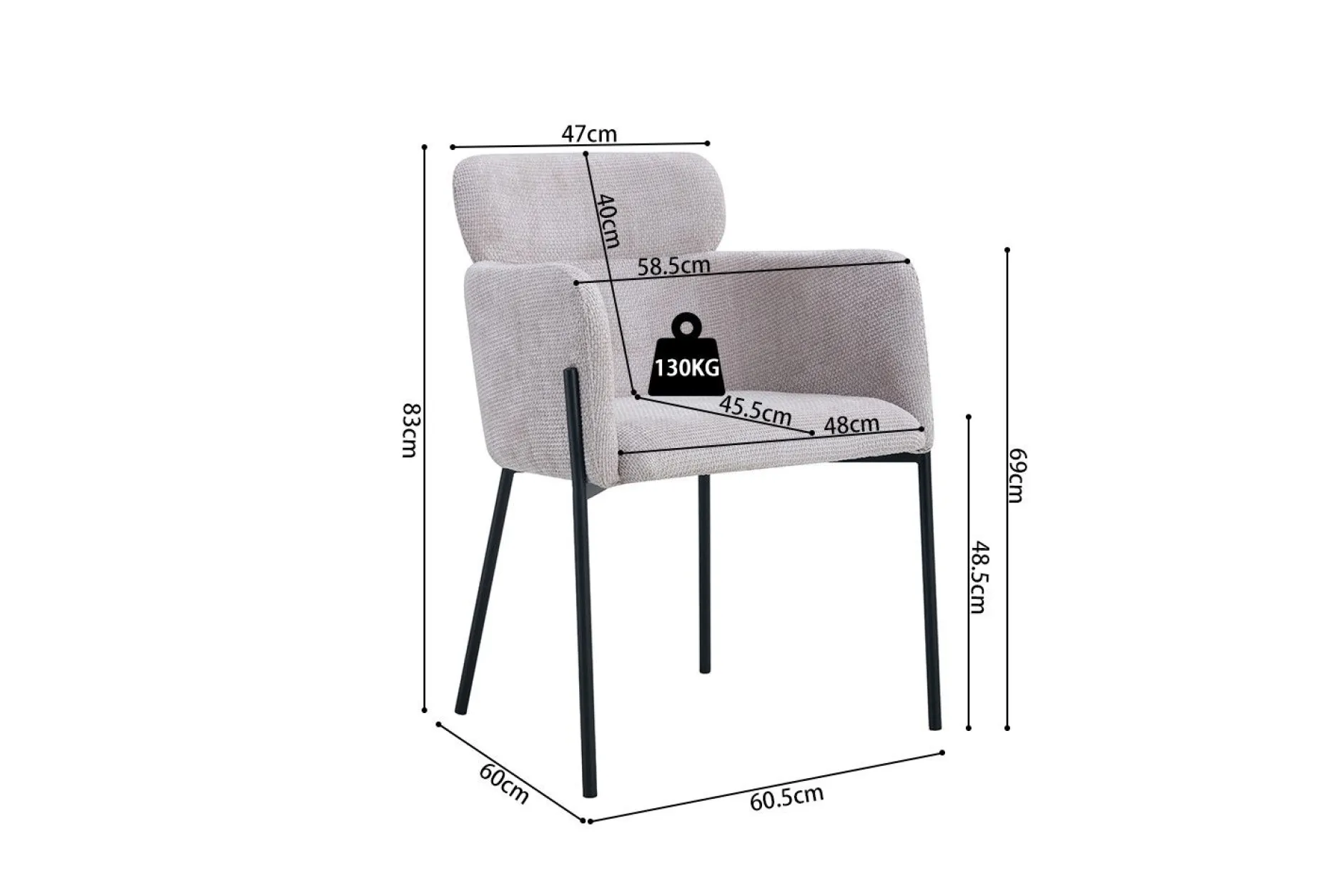 Esszimmerstuhl Naomi | 60 x 60 x 83 cm | Beige