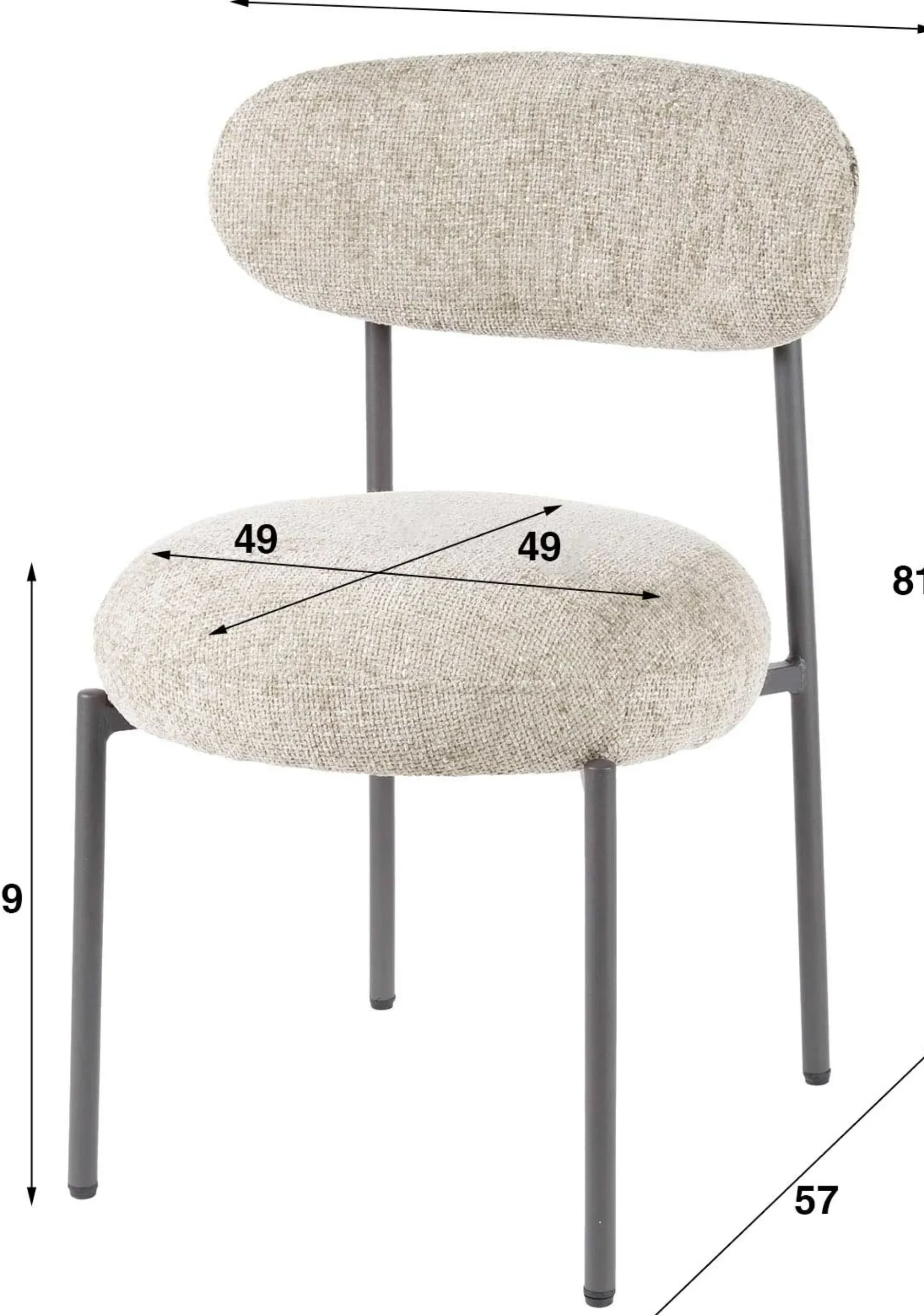 Esszimmerstuhl Rondo - 52x57x81cm - beige Stoff