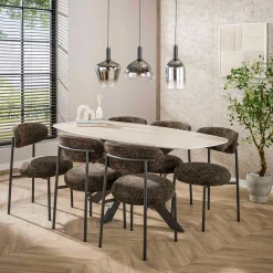Esszimmerstuhl Rondo - 52x57x81cm - brauner Stoff