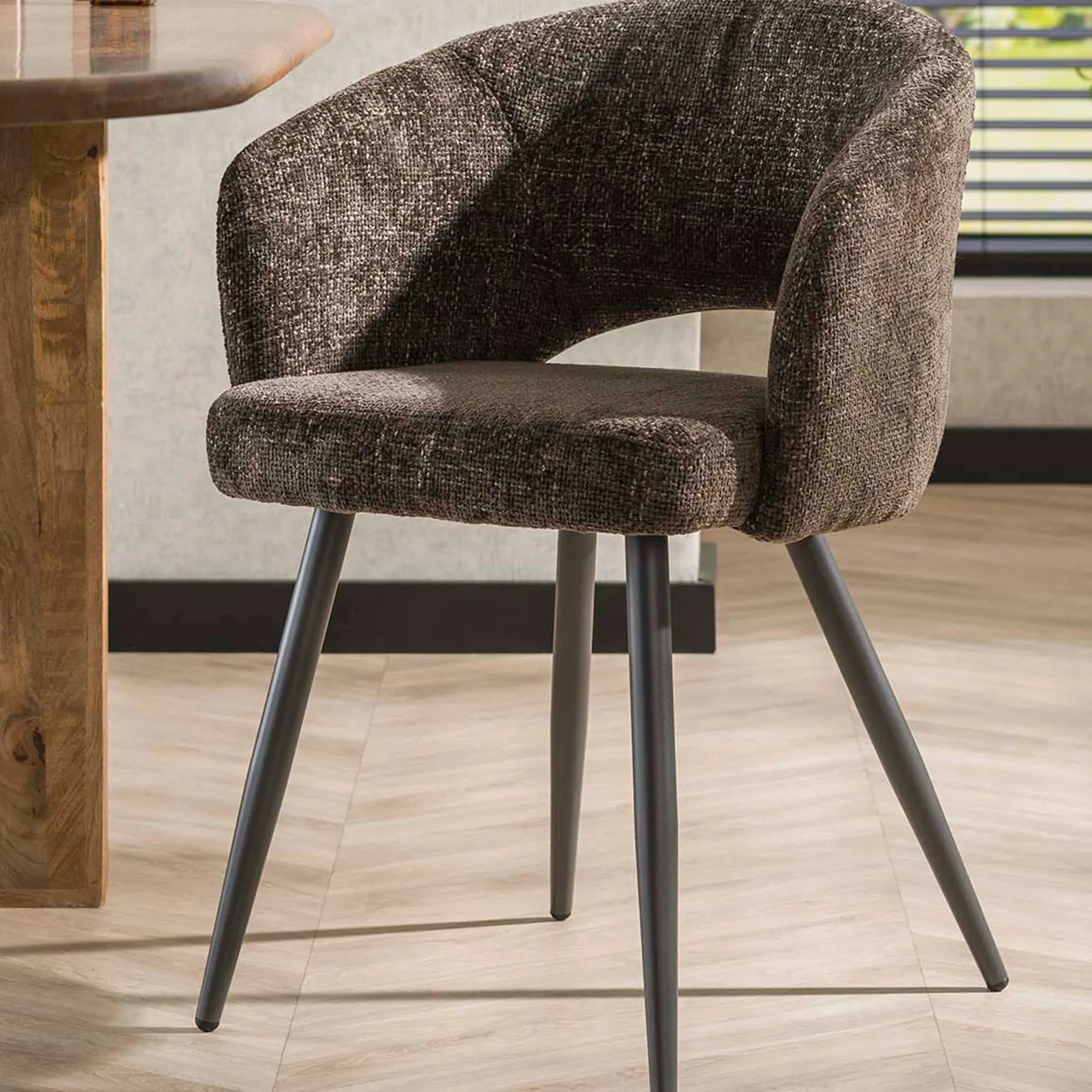 Esszimmerstuhl Saloon - 58x56x81cm - brauner Stoff