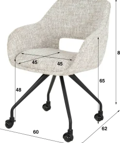Esszimmerstuhl Spring - 60x62x82cm - mit Rollen - creme
