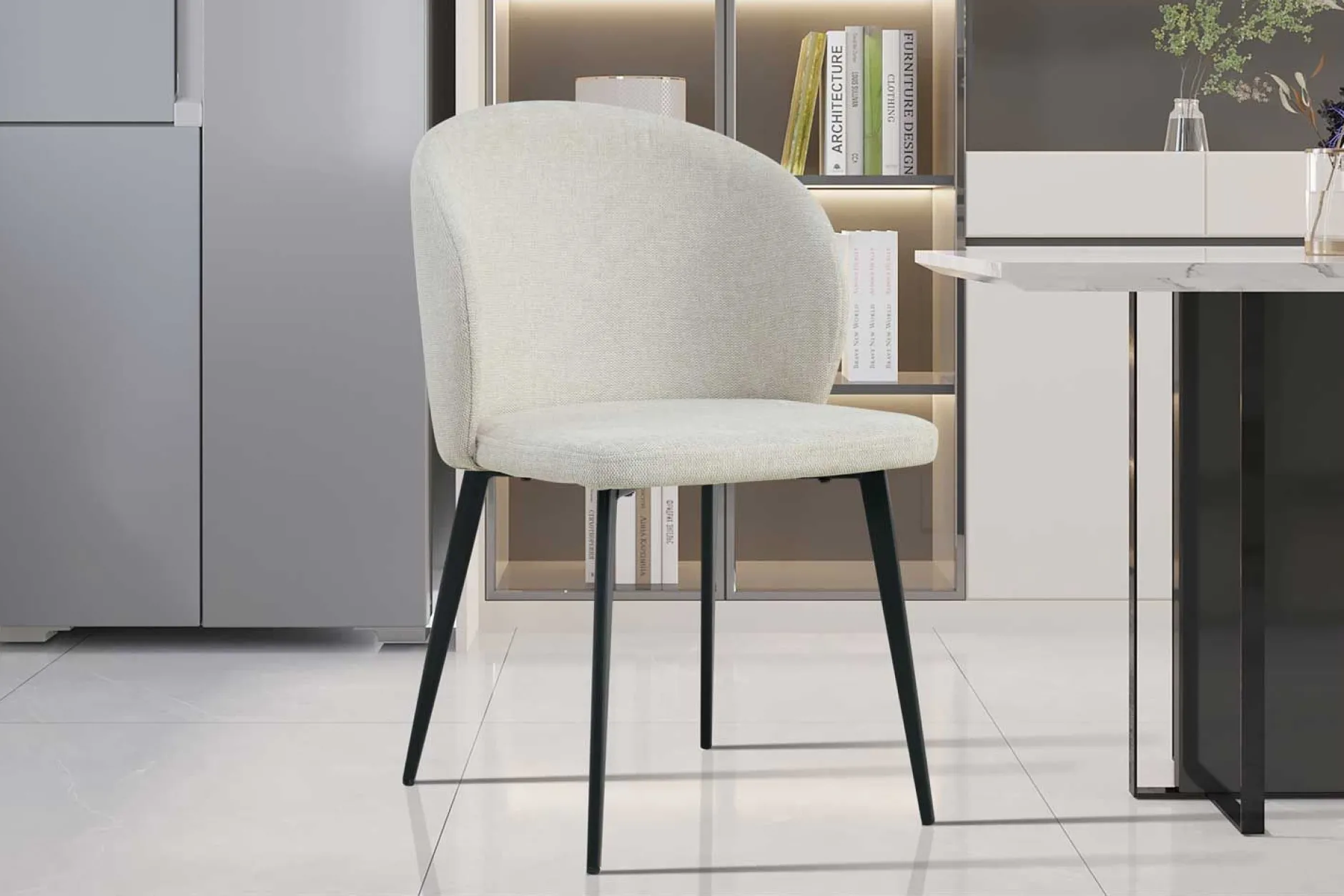 Esszimmerstuhl Tilly - 51x55x80cm - beige Stoff