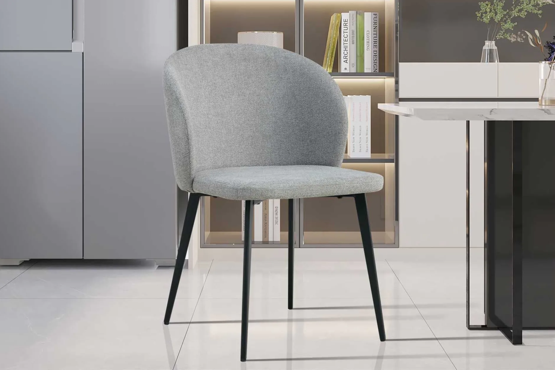 Esszimmerstuhl Tilly - 51x55x80cm - grauer Stoff