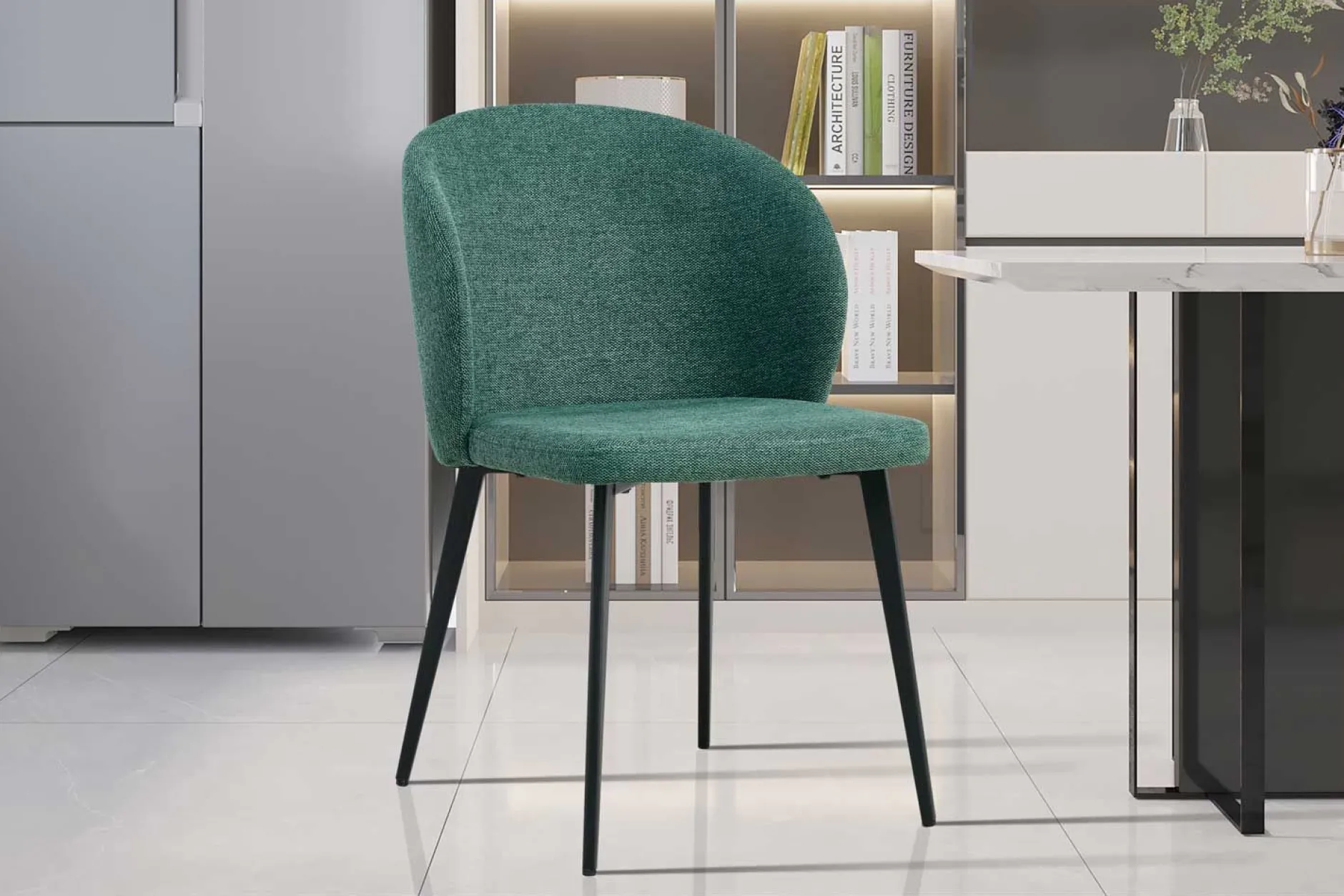 Esszimmerstuhl Tilly - 51x55x80cm - grüner Stoff