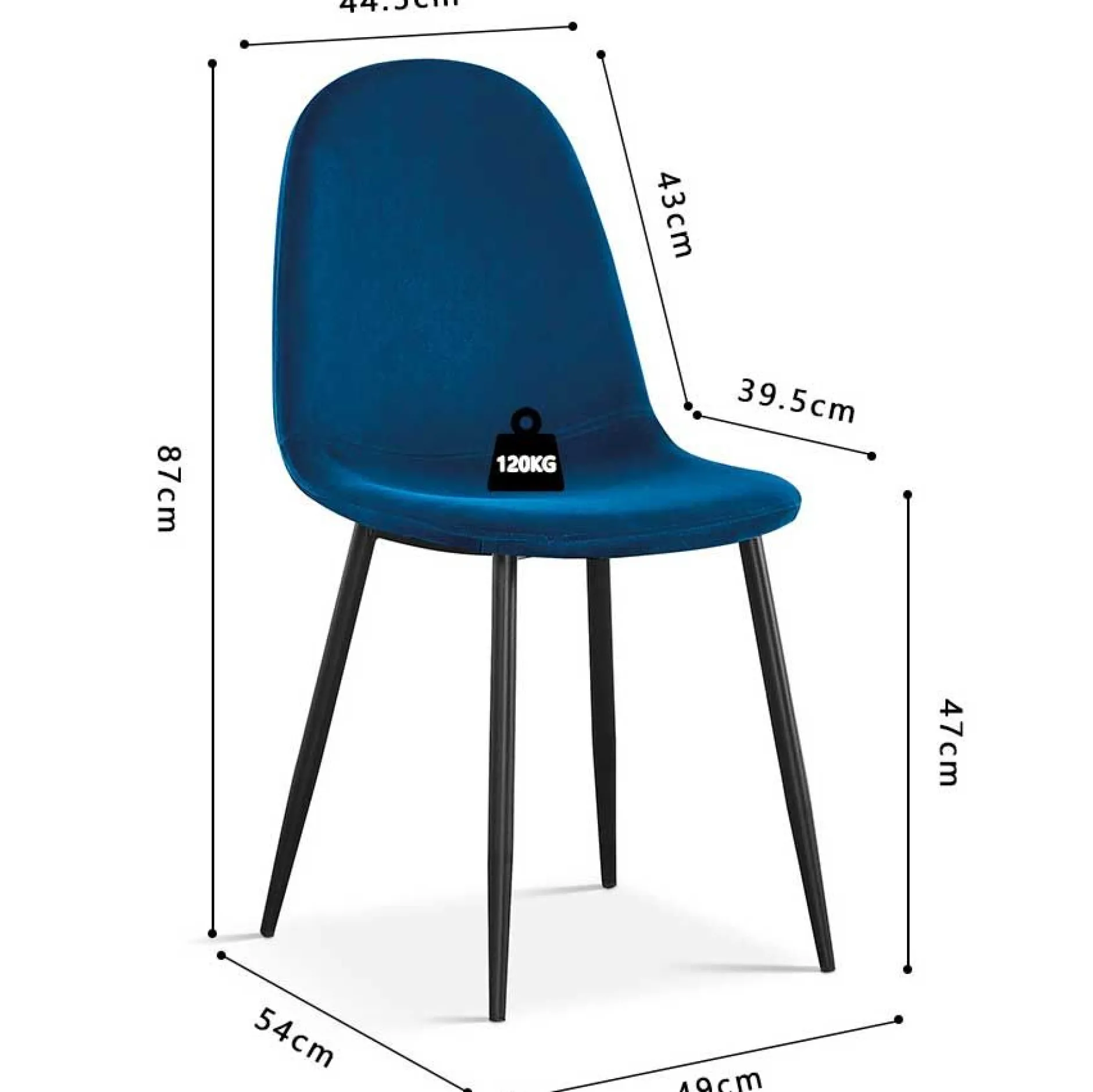 Esszimmerstuhl Valeska Samt - blau