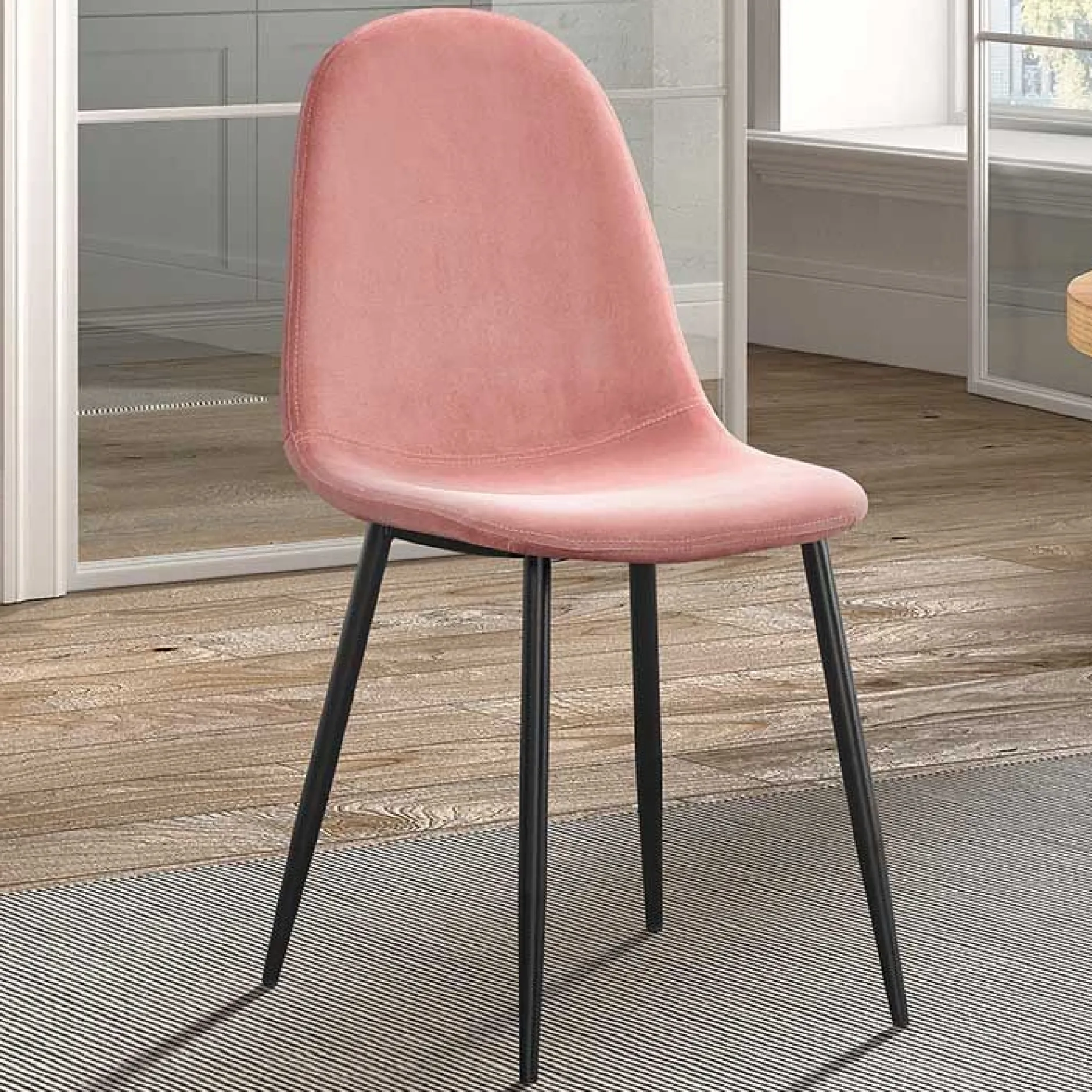 Esszimmerstuhl Valeska Samt - rosa