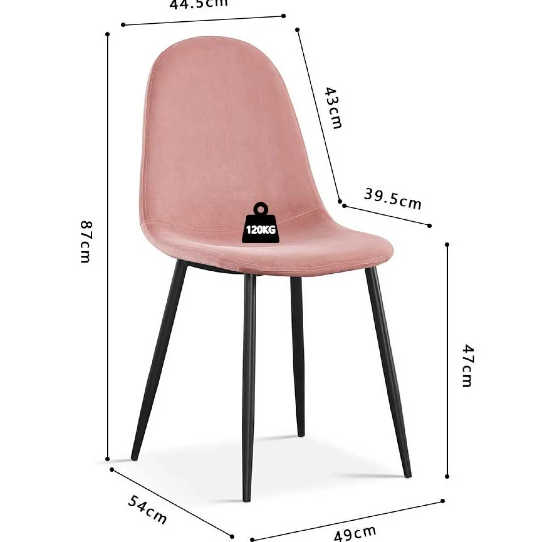 Esszimmerstuhl Valeska Samt - rosa