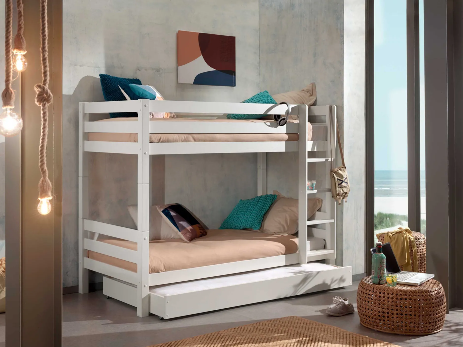 Etagenbett Claire 160cm mit Bettkasten - weiß