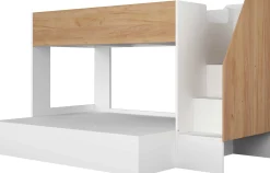 Etagenbett Easy für 3 Personen - 90x200cm und 140x200cm - Goldene Eiche Dekor/Weiß
