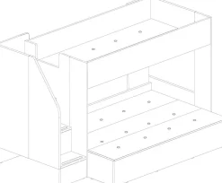 Etagenbett Easy für 3 Personen - 90x200cm und 140x200cm - Goldene Eiche Dekor/Weiß