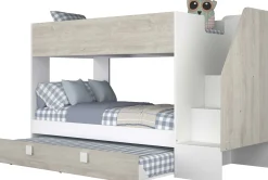 Etagenbett Easy - 90x200cm - mit Bettkasten - Cascina Eiche Dekor/Weiß
