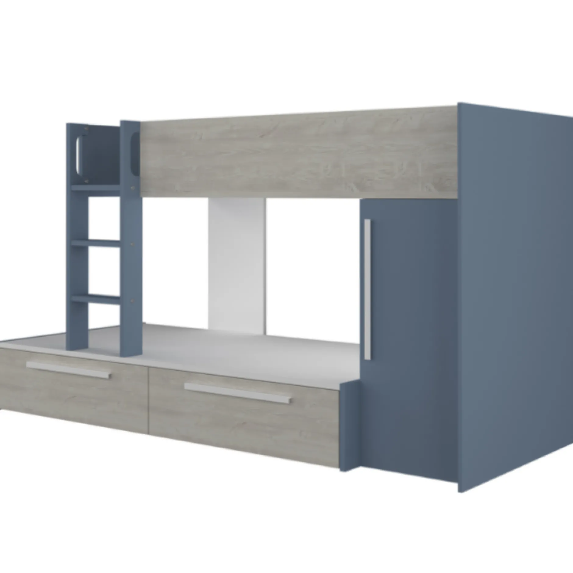 Etagenbett Fleur mit Kleiderschrank und Schubladen - blau