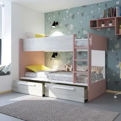 Etagenbett Fleur mit Schubladen - altrosa