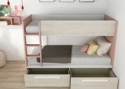Etagenbett Fleur mit Schubladen - altrosa