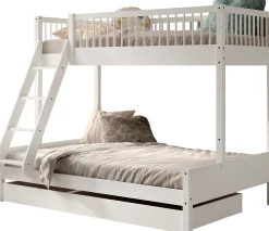 Etagenbett Forrest 3-Sitzer - 90x200 und 140x200 - mit Bettkasten - Weißbuche