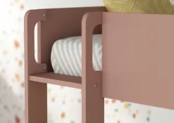 Etagenbett Jip mit Schrank & Schubladen - 90x190cm - Eiche/weiß/altrosa