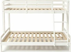Etagenbett Sven - 90x200 & 140x200cm - 3 Personen – massives Kiefernholz - weiß