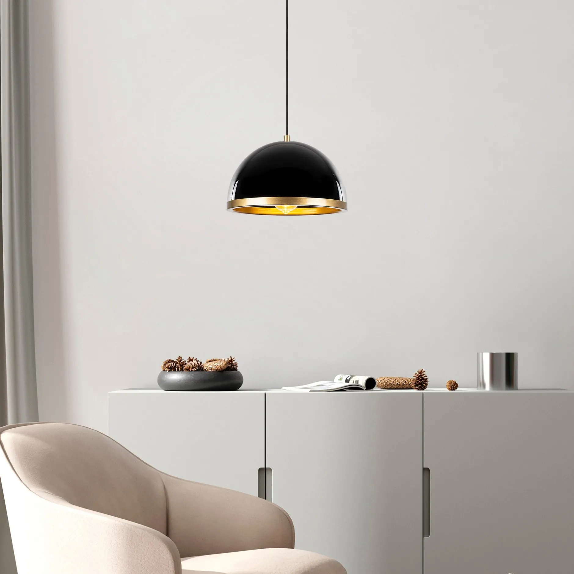 Fenerci Kronleuchter | Höhenverstellbar | Schwarz, Gold