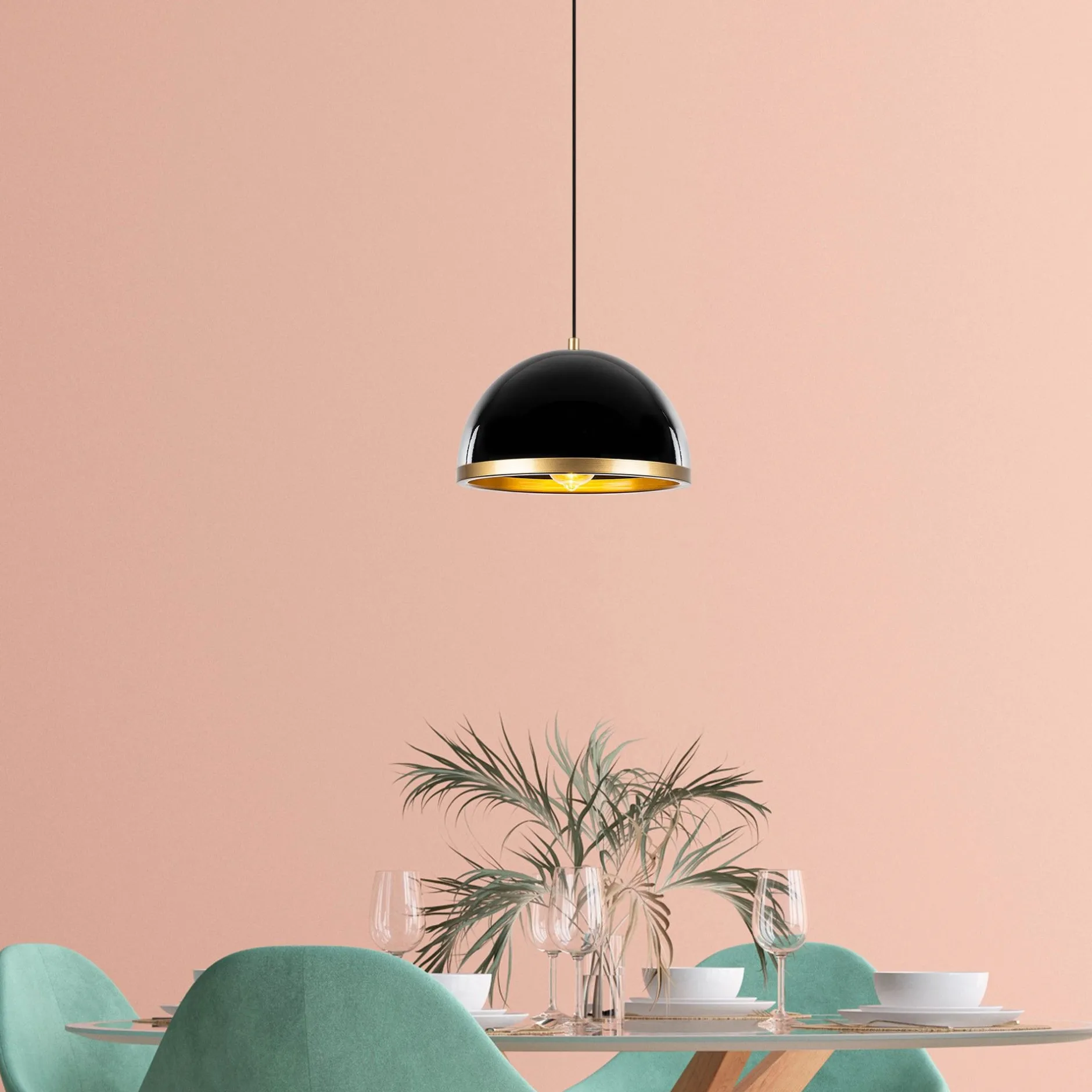 Fenerci Kronleuchter | Höhenverstellbar | Schwarz, Gold