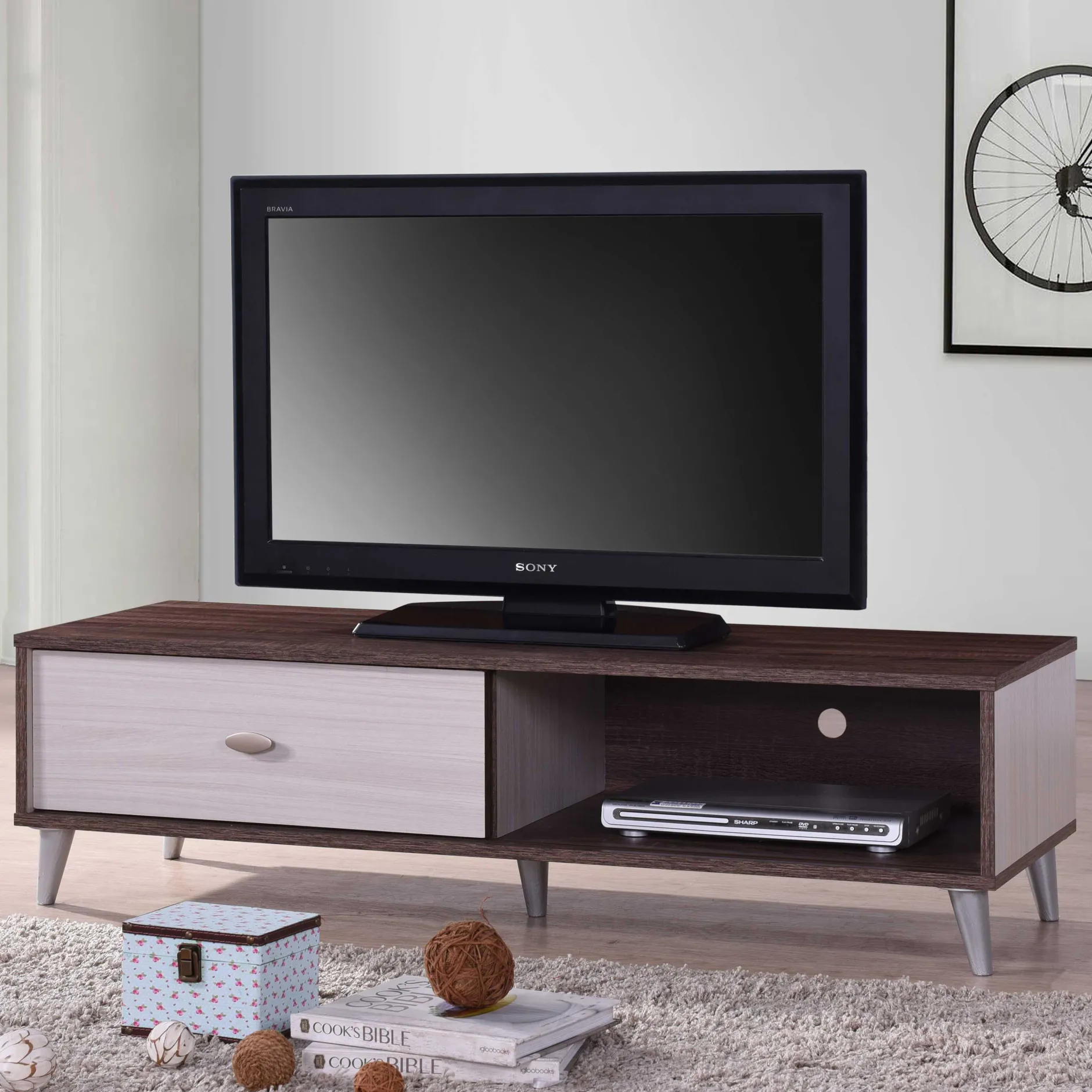 Fernsehschrank Rumbo 120cm - braun/weiß