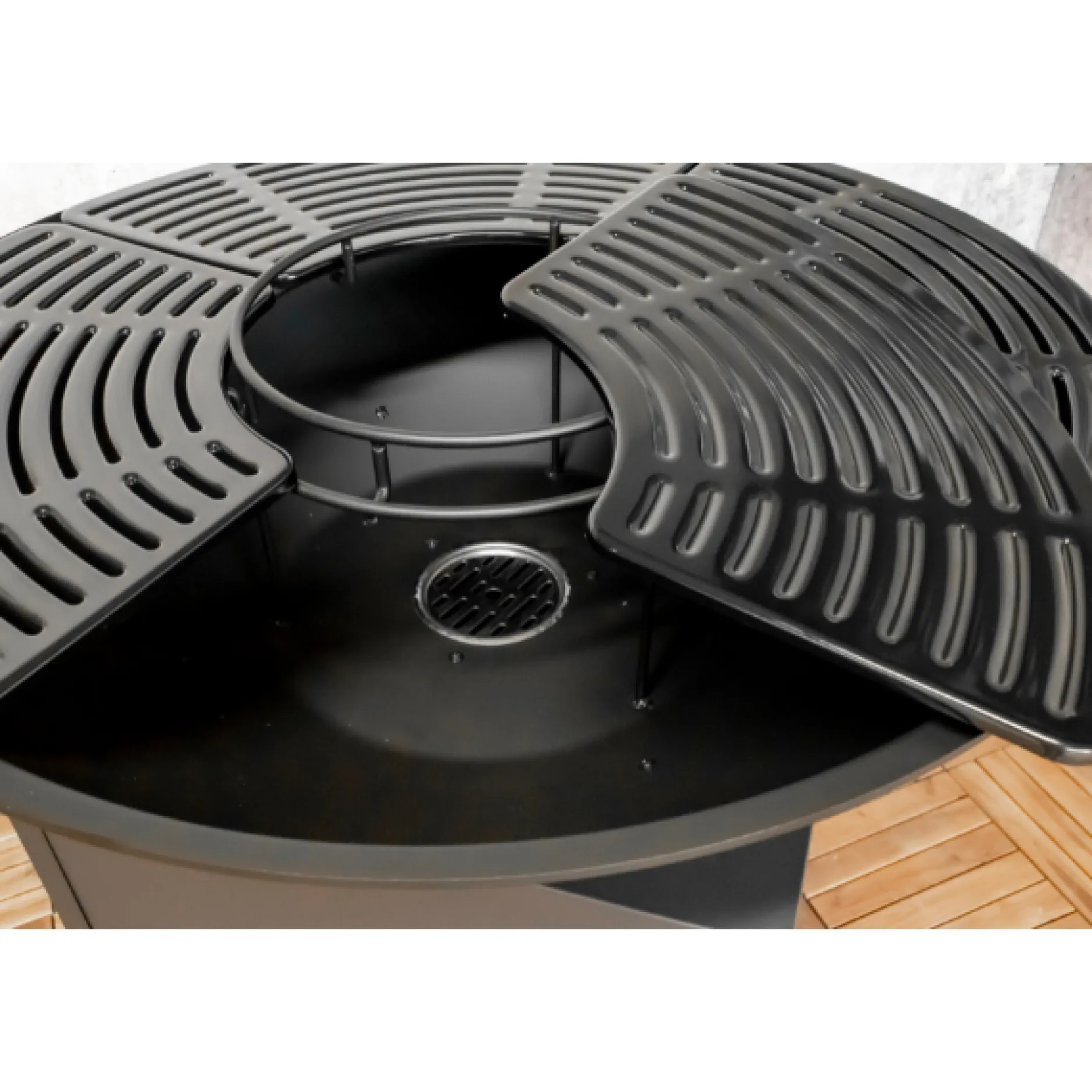 Feuerschale Evelyn mit Grill - 80x80x92 cm - Schwarz