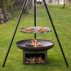 Feuerschale mit Holzlager Uma 80cm Stahl - schwarz