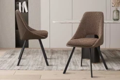 Filou' Bouclé Sand Stuhl | Braun PU Polsterung - 85x48x56cm