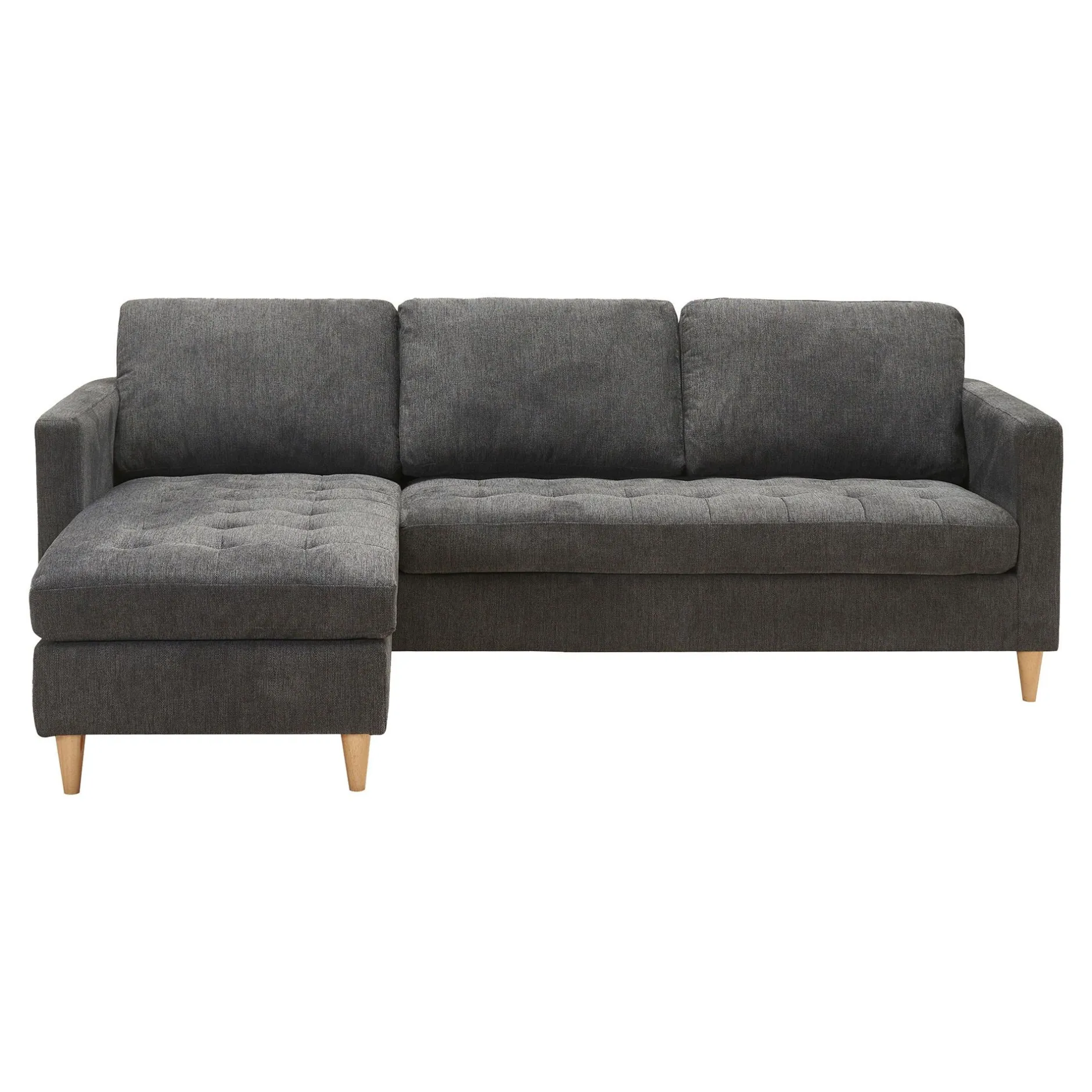 Firenze Dunkelgraues Sofa mit Naturholzbeinen