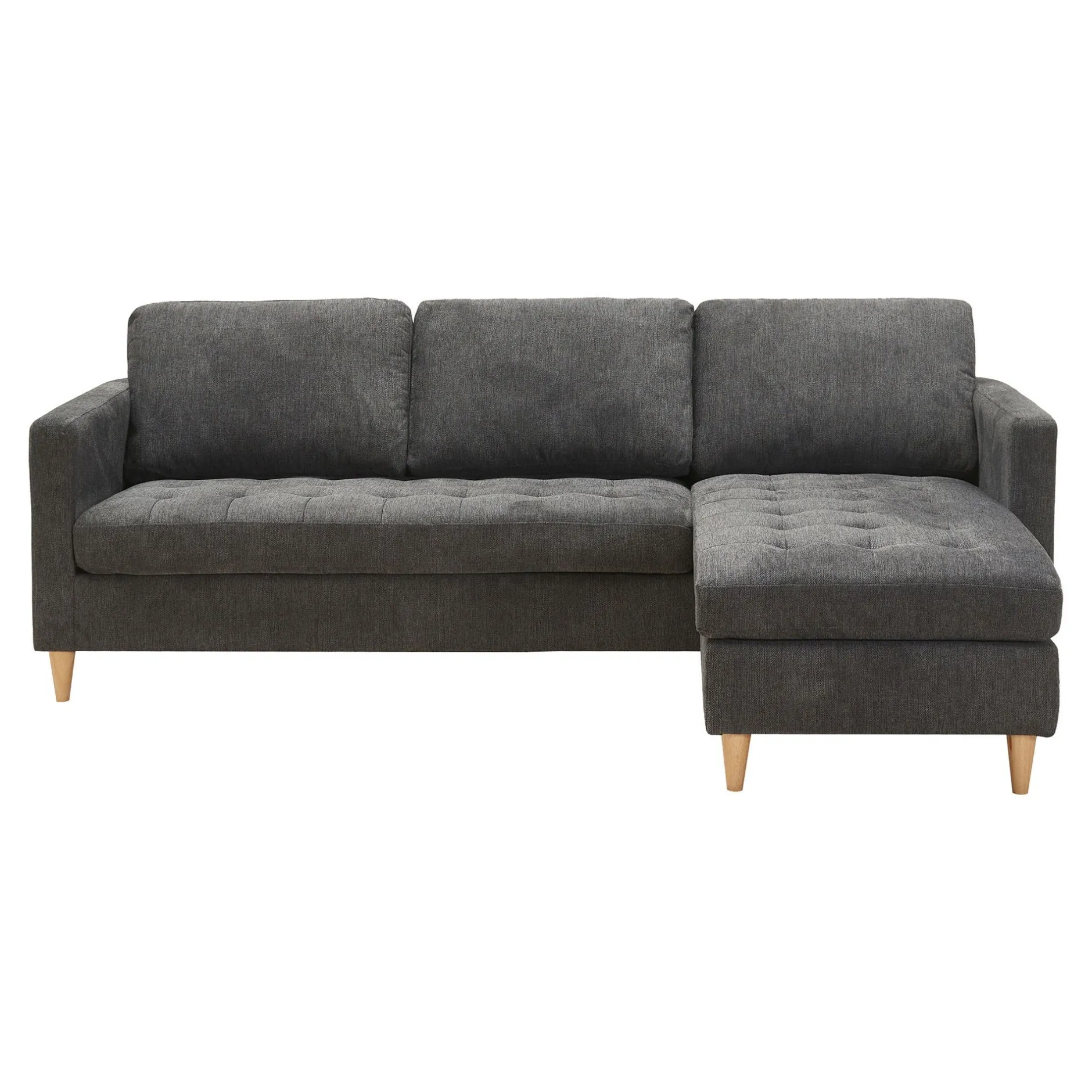Firenze Dunkelgraues Sofa mit Naturholzbeinen