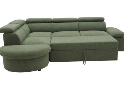 Firenze Ecksofa links - mit Bettfunktion - Stoff olivgrün