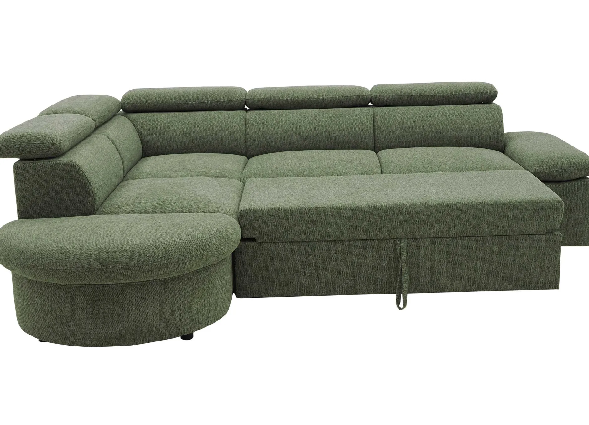 Firenze Ecksofa links - mit Bettfunktion - Stoff olivgrün
