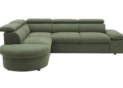 Firenze Ecksofa links - mit Bettfunktion - Stoff olivgrün