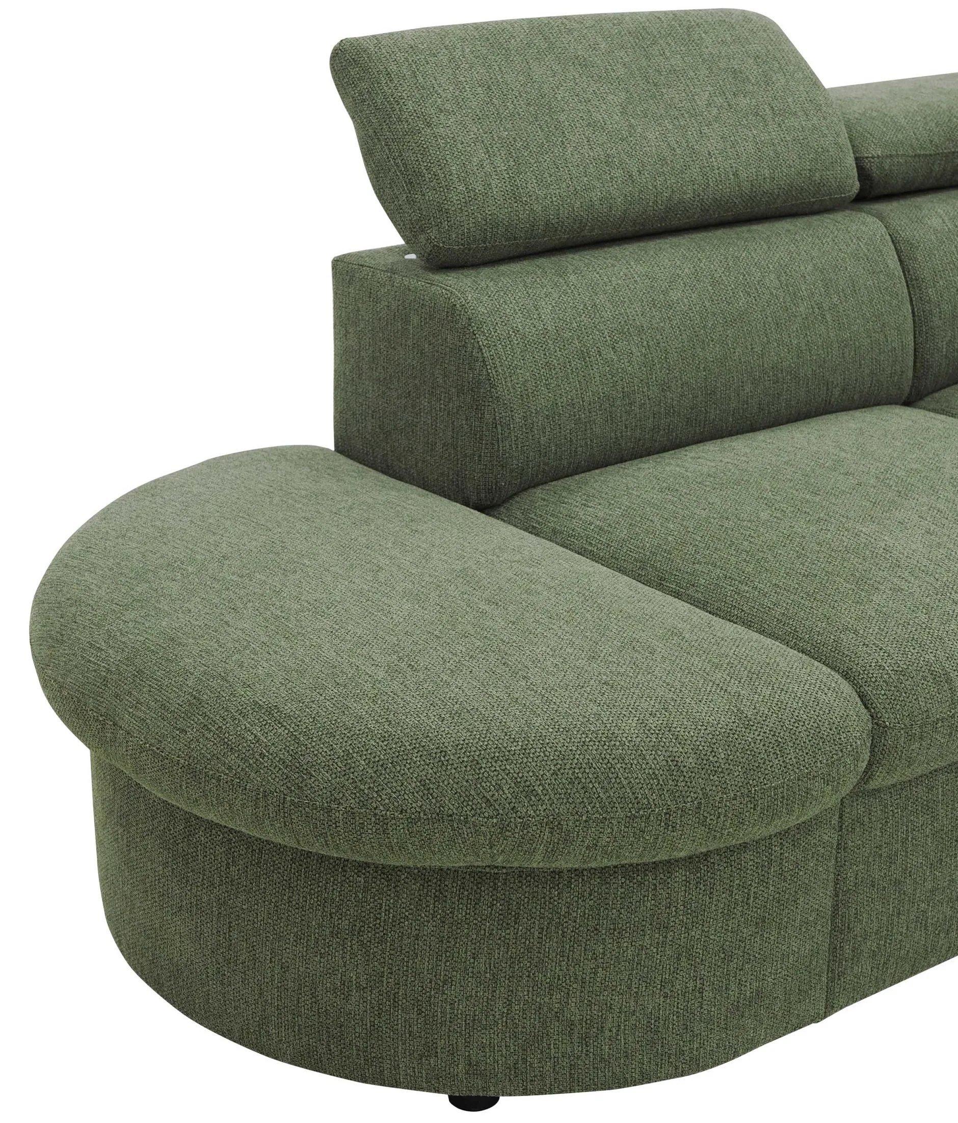 Firenze Ecksofa links - mit Bettfunktion - Stoff olivgrün