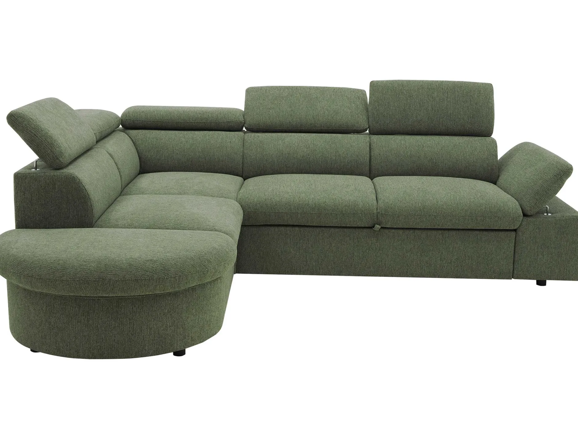 Firenze Ecksofa links - mit Bettfunktion - Stoff olivgrün